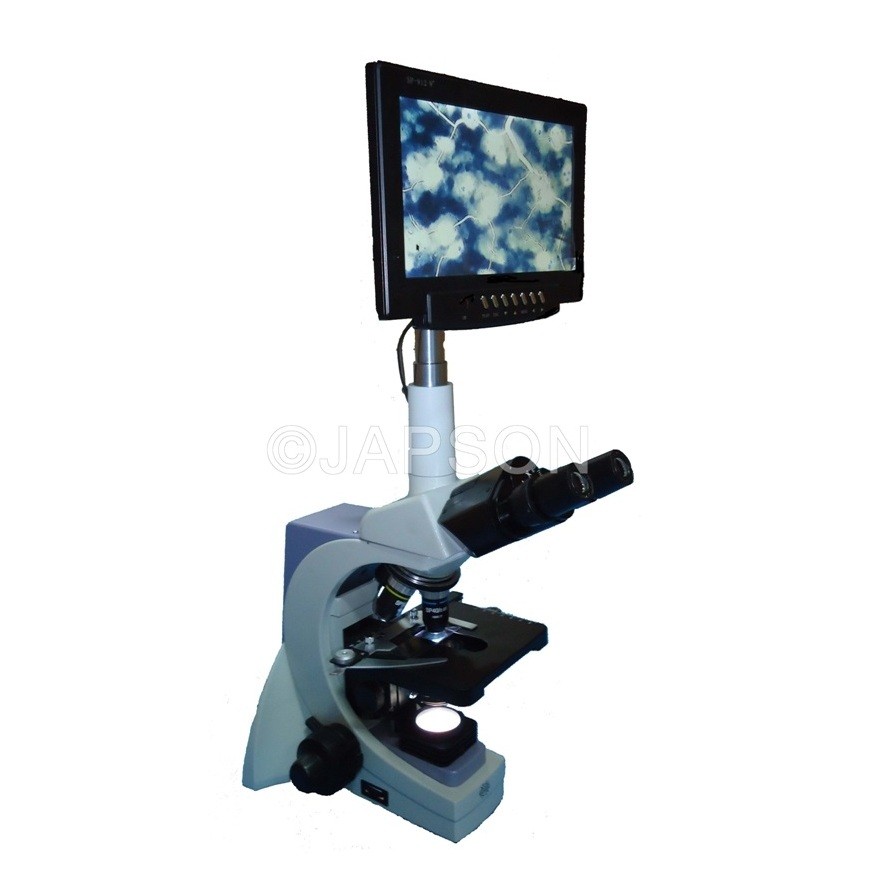 Digital Microscope with Binocular Head and LCD Screen, 30 Degrees