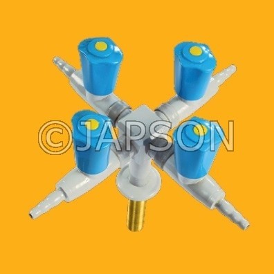 Gas Tap, Euro, 4 Way for Pharma & Lab