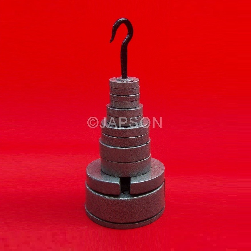 Masses (Weights) Set, Slotted, Iron, Hammer Tone Paint